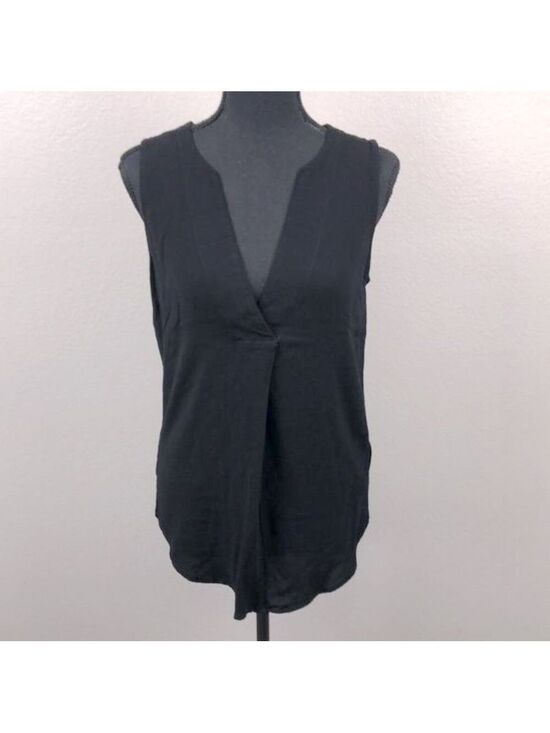 Witchery Tops - Witchery Black Sleeveless Blouse V-Neck Round Hem Pleated Tunic Tank Top 8